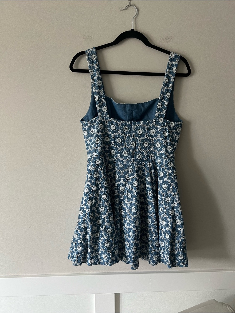 Arianne Elmy Denim La Bubble Dress Blue Floral Embroidered Mini Size M - Picture 8 of 8